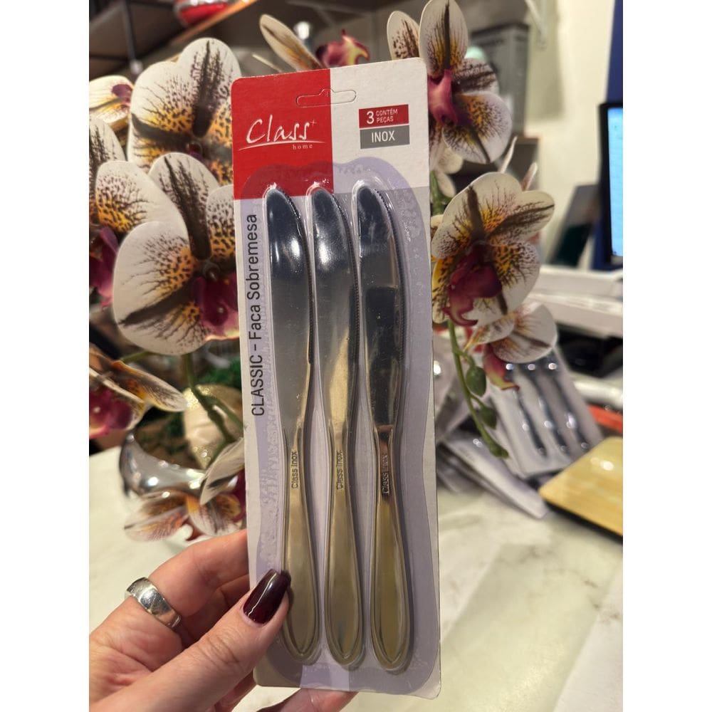 Jg 03 Pc Faca Sobremesa Inox Classic 18,2Cm