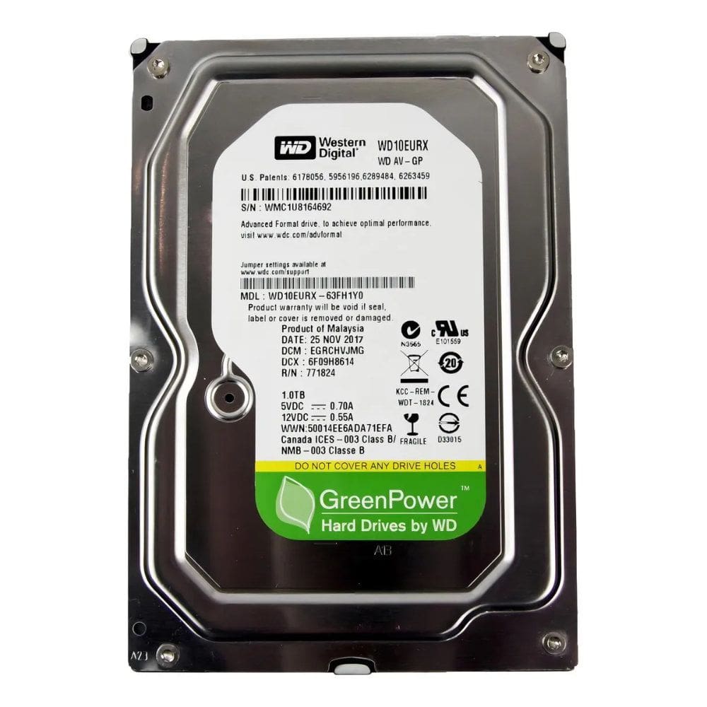 HD Interno 1TB Western Digital AV-GP WD10EURX 64 Mb Cache Connected Home - Prateado