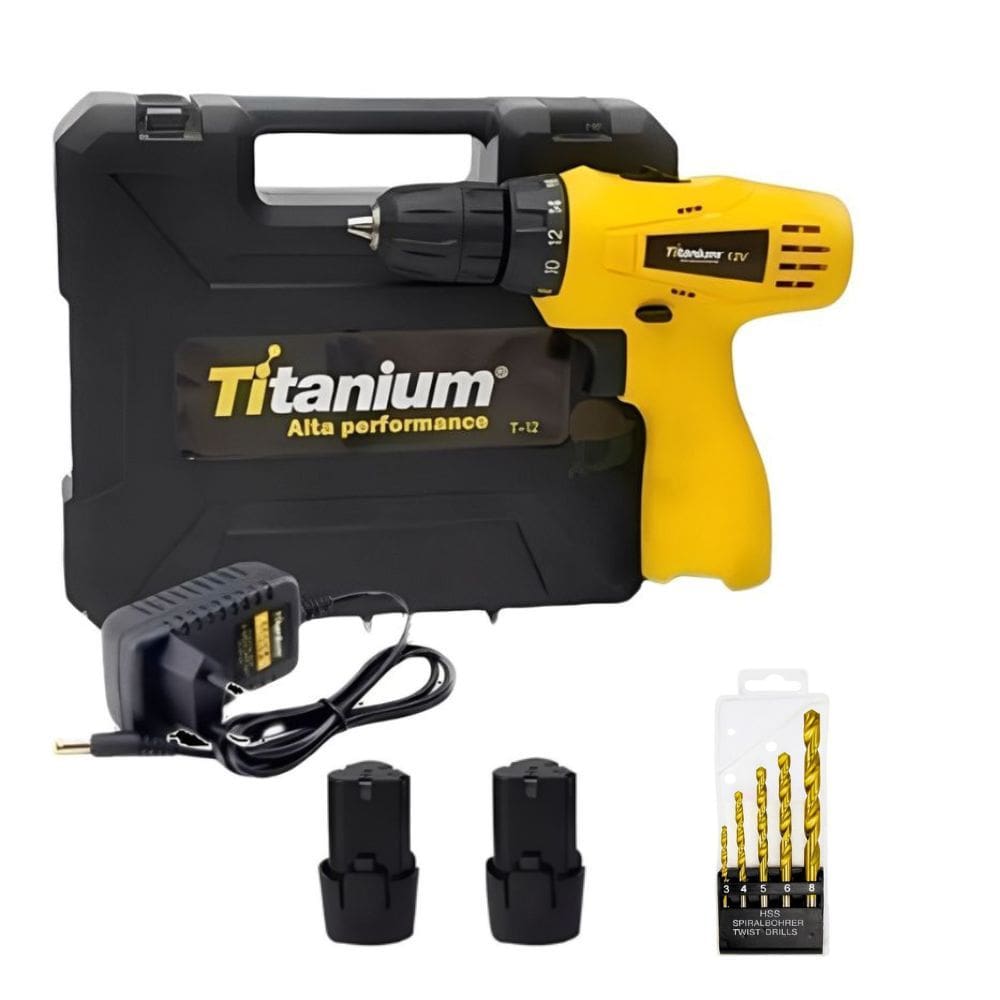 Kit Parafusadeira 2 Baterias S/ Impacto + Brocas 5 P/ Metal