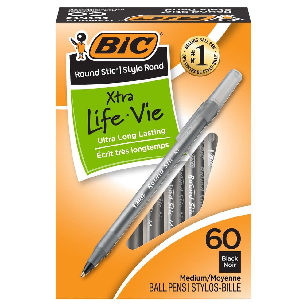 Caneta esferográfica BIC Round Stick Xtra Life 60 unidades de tinta preta