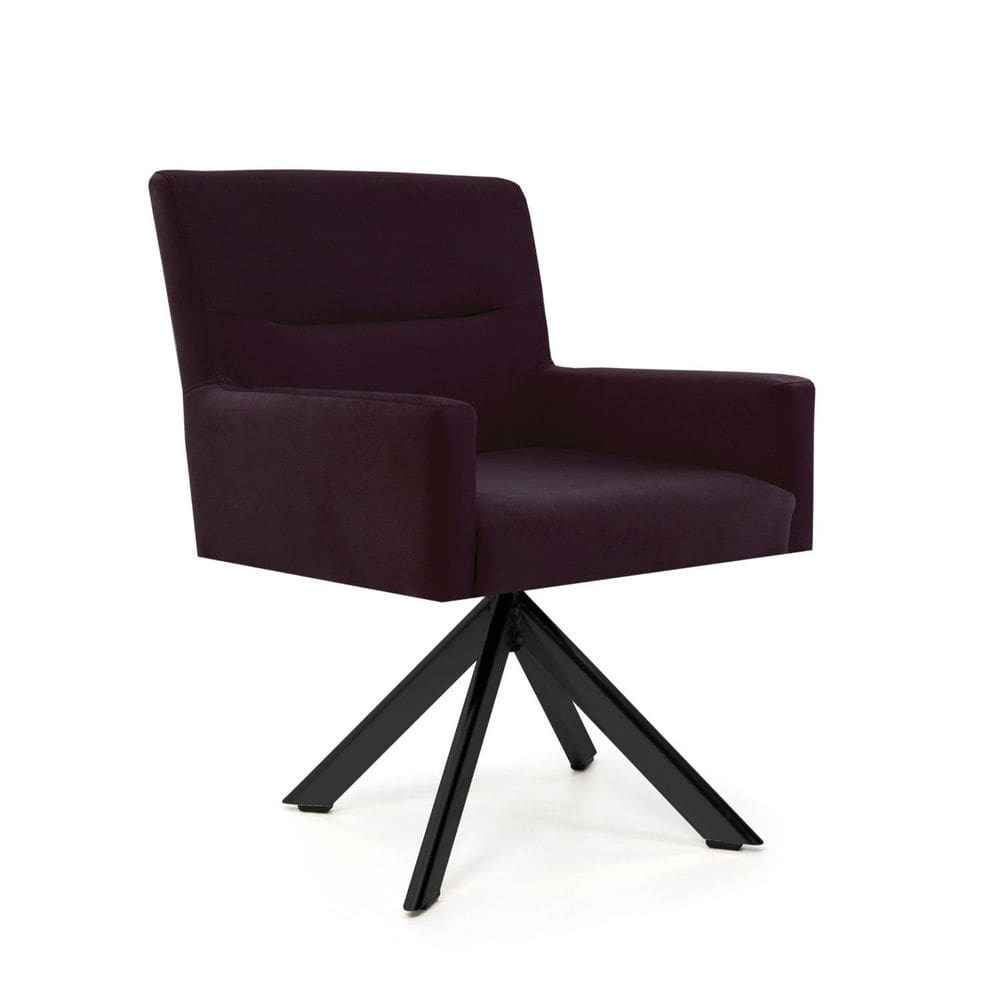 Poltrona para Sala de Estar Veludo Giratória Angel Uva