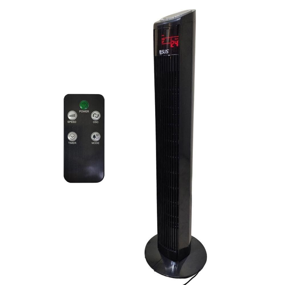 Ventilador Torre Giratorio 70w Oscila Refresca Visor Led Controle 3 Velocidades 4 Modos Verao Sol Dias Quente Casa