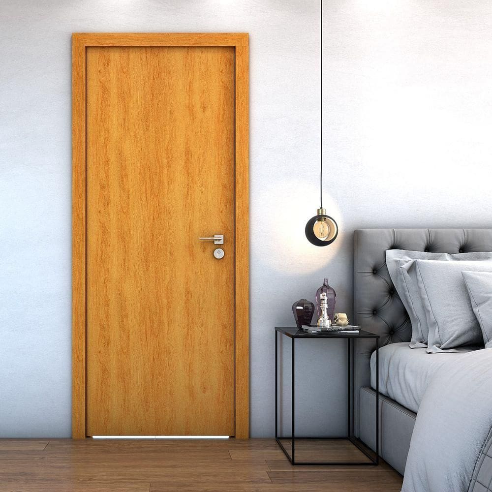 Porta de Madeira Lisa com Reforço Fechadura 2 Lados Cerejeira