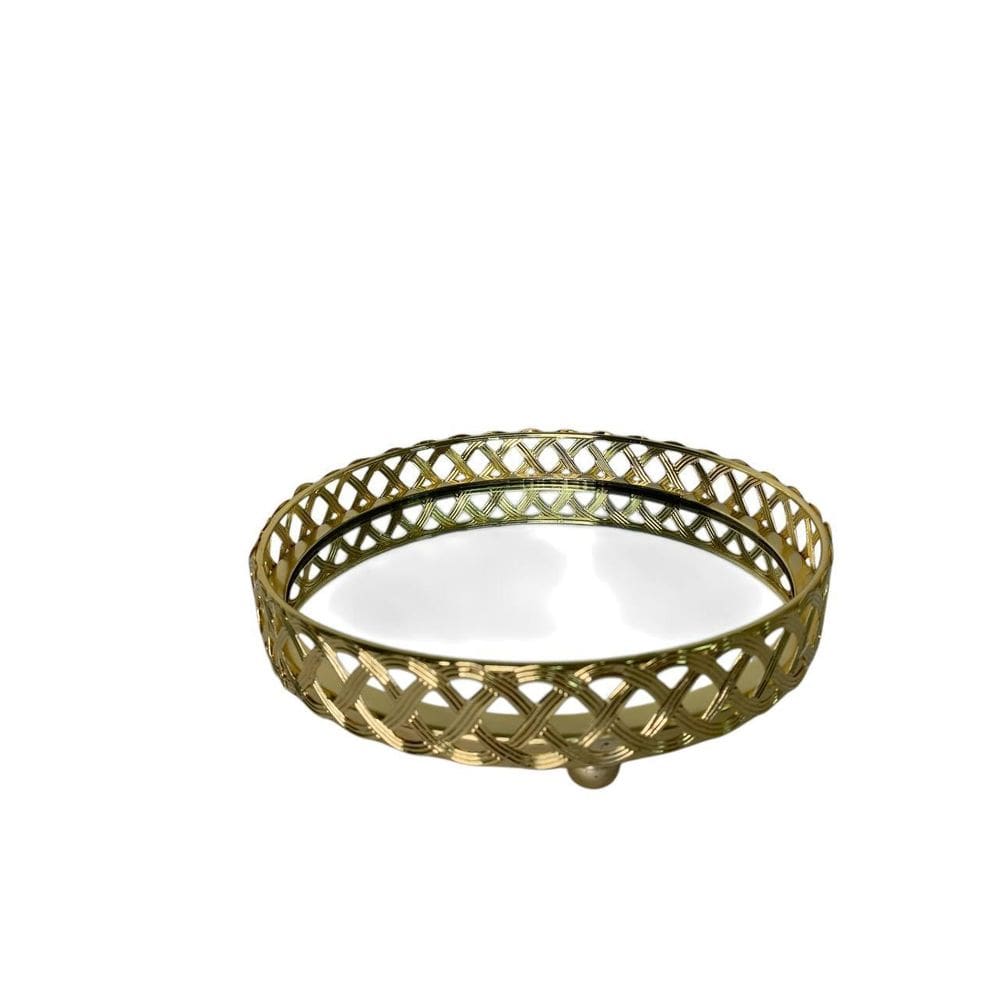 Bandeja Decoração Espelhada Redonda 17Cm