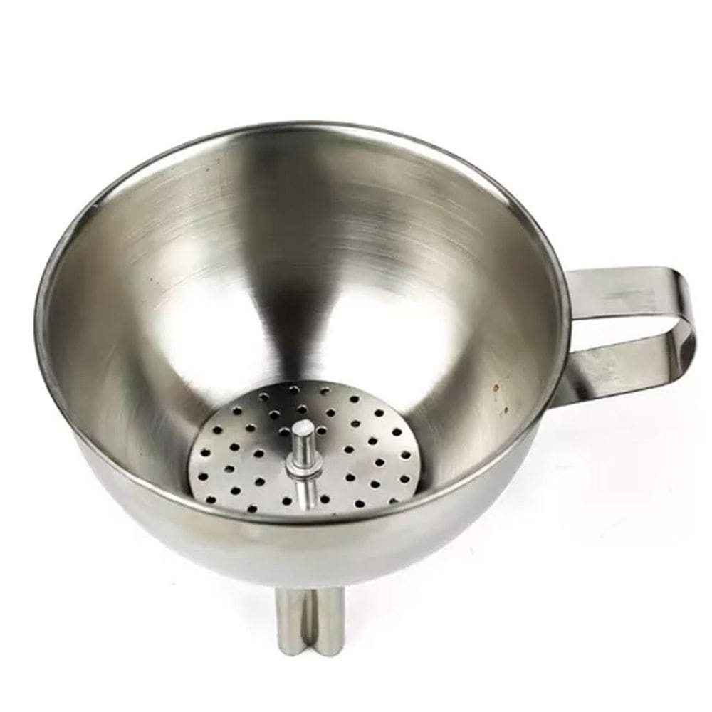 Funil De Aço Inox 11Cm Com Peneira