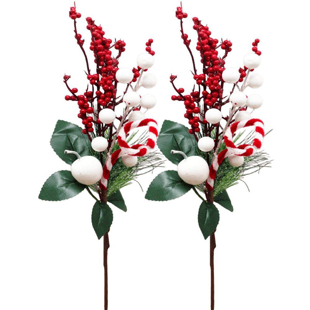 Kit 8 Arranjos Pick Berry Artificiais Enfeite Natalino 40cm