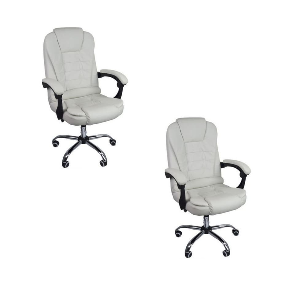 Kit 2 Cadeiras De Escritório Presidente Reclinável - Branco
