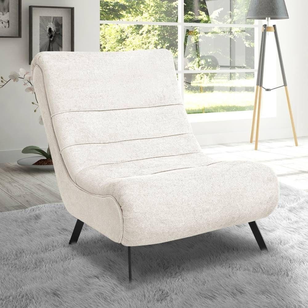 Poltrona Com Pés Em Ferro Tecido Bouclé Vancouver – Lucadi Off White