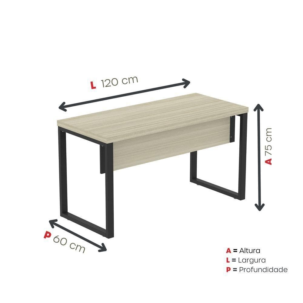 Mesa Escritório1200x600x750mm M1200pe40tub Castanheira Natural-preto