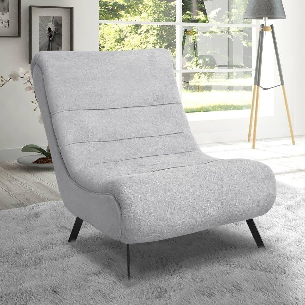 Poltrona Com Pés Em Ferro Tecido Bouclé Vancouver – Lucadi Cinza
