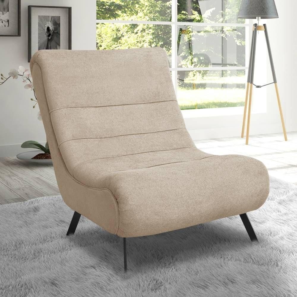 Poltrona Com Pés Em Ferro Tecido Bouclé Vancouver – Lucadi Bege