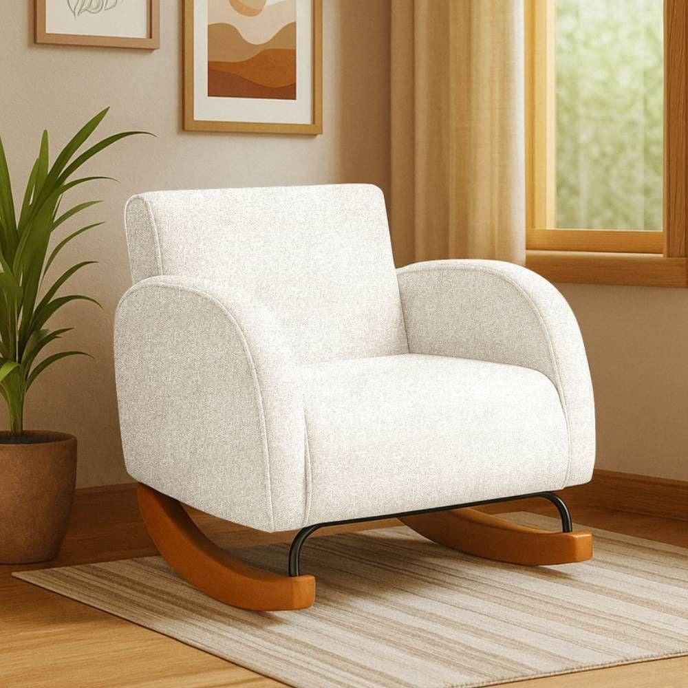 Poltrona Com Base Balanço Em Tecido Linho Cindy – Lucadi Rústico Natural