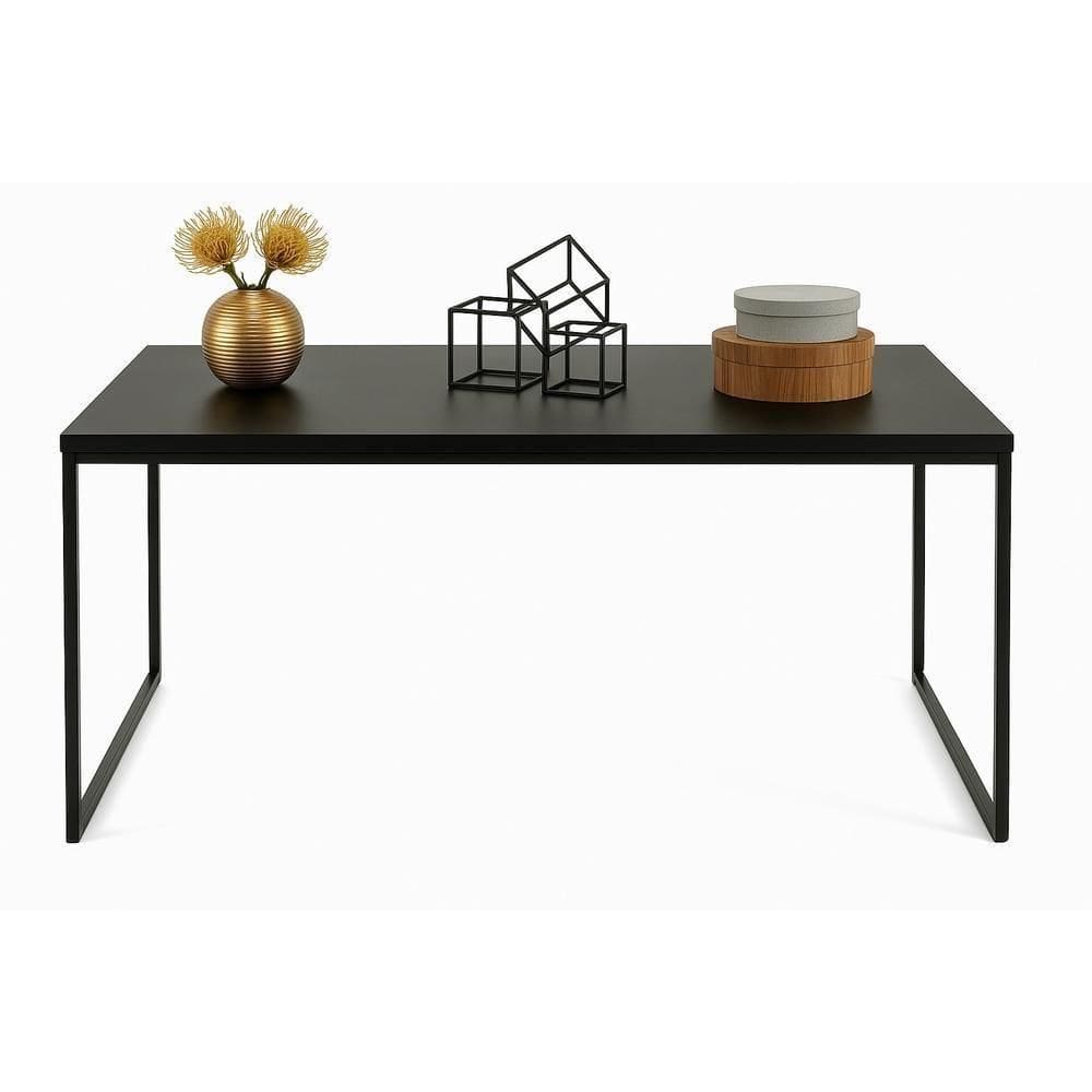 Mesa Industrial Preta 1,20m X 0,80m Estrutura De Metal Tampo Mdf Preto