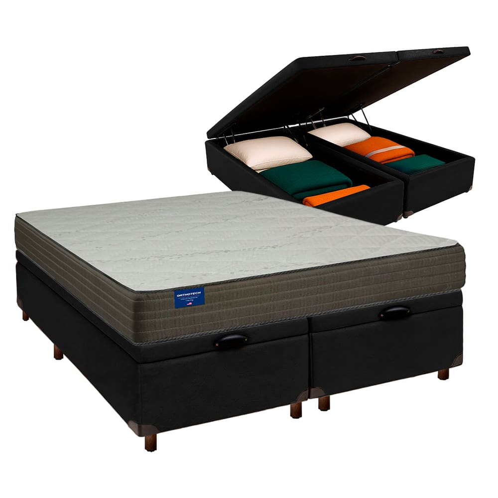Cama Box Bau + Colchão Queen D33 Orthotech Inducol