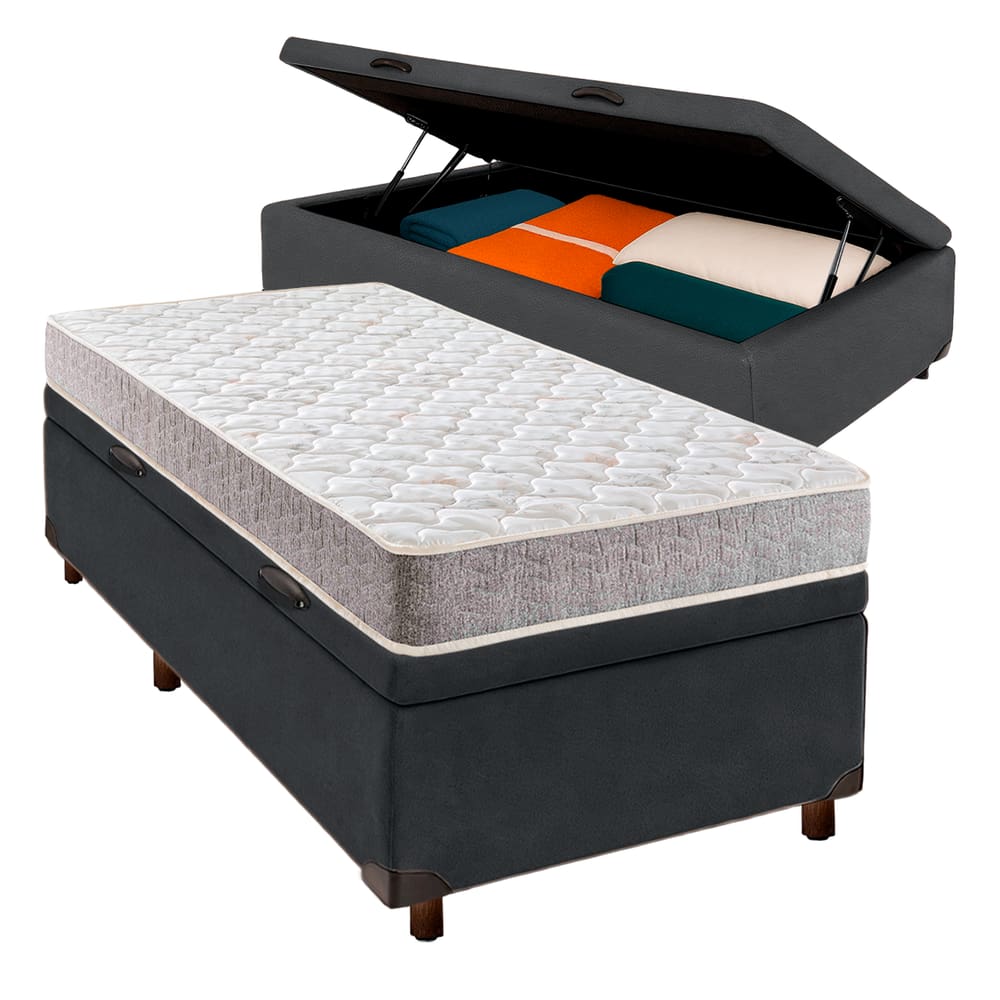 Cama Box Bau e Colchão Solteiro D23 Inducol