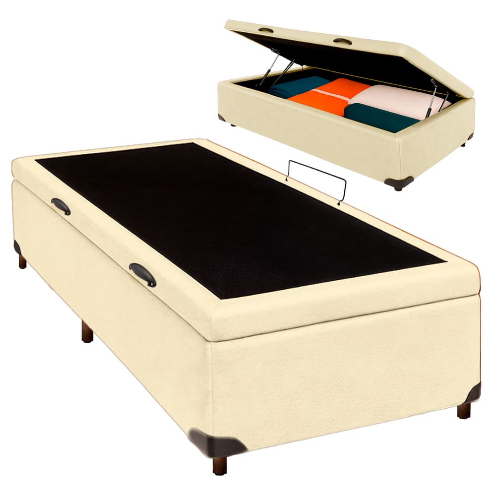 Cama Box Bau Solteiro Blindado Nature Begetiza 78x188