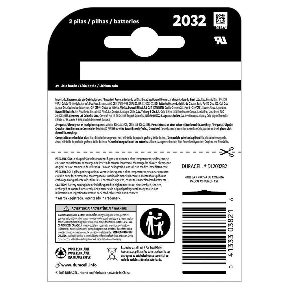 Pilha Moeda Lithium 3v Cr2032 Com2 Pilhas