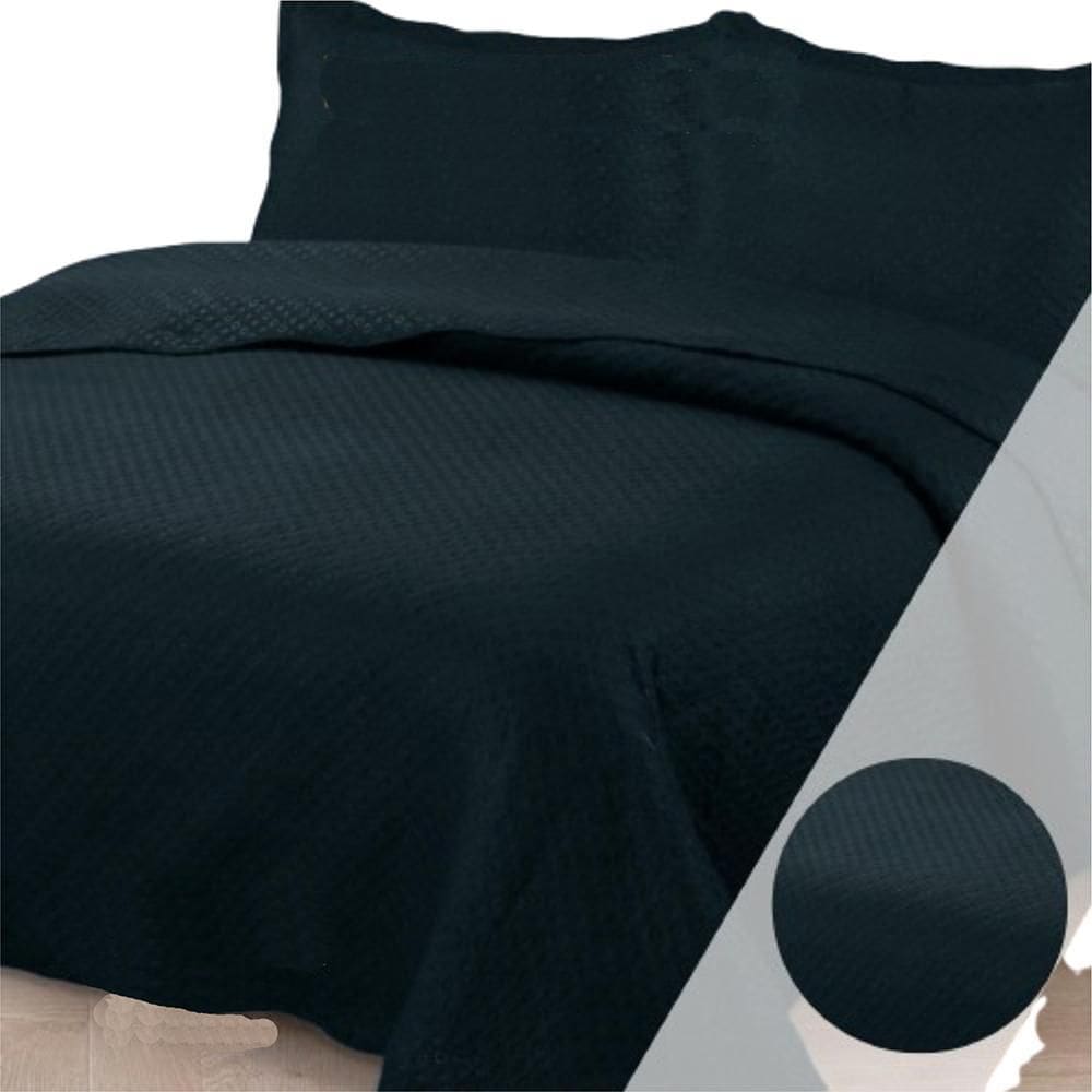 Colcha Casal Padrão Bella Dupla Face 03 Peças - Preta