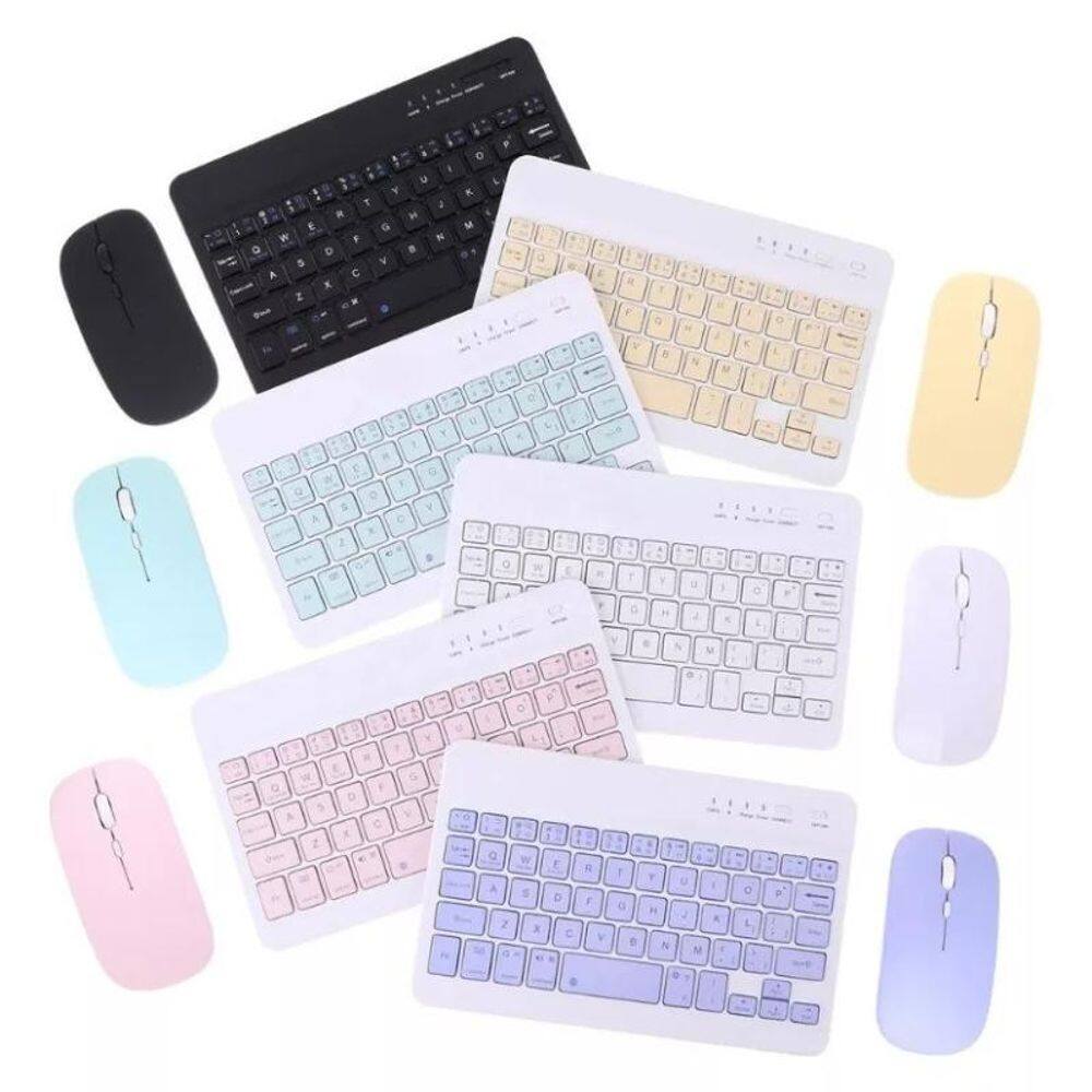 Kit Conjunto Teclado/Mouse S/Fio Bluetooth Preto Para Pc/Not