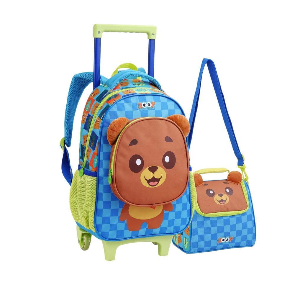 Mochila de Rodinhas Urso Meninos Creche Infantil