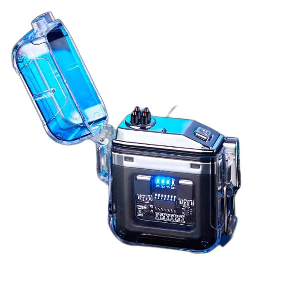 Super Lanterna Isqueiro Plasma Transparente Usb