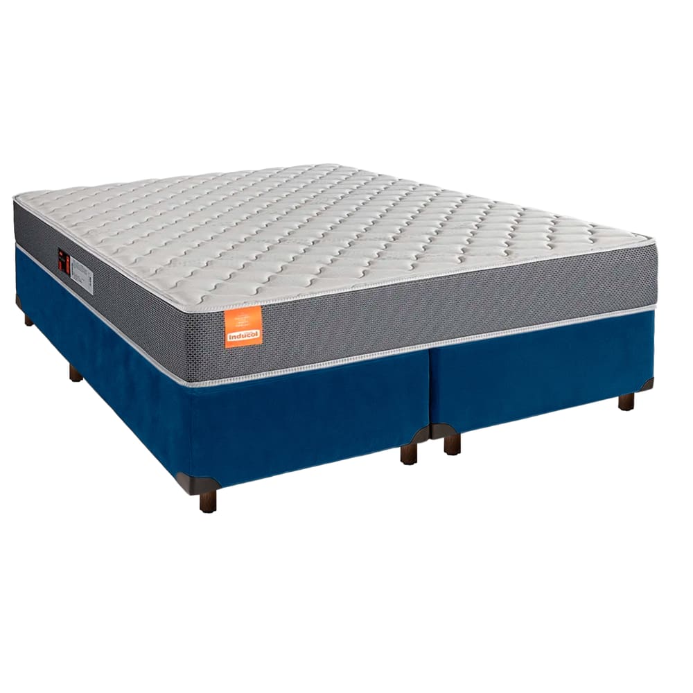 Colchão Queen D23 + Box Azul - Pro Inducol