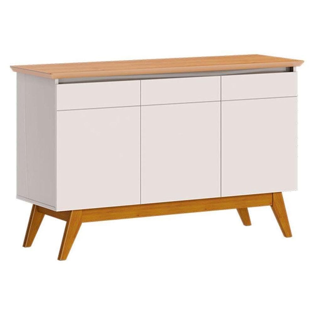 Aparador Para Sala Buffet Classic 3 Portas Com Gaveta Off White Nature - Imcal