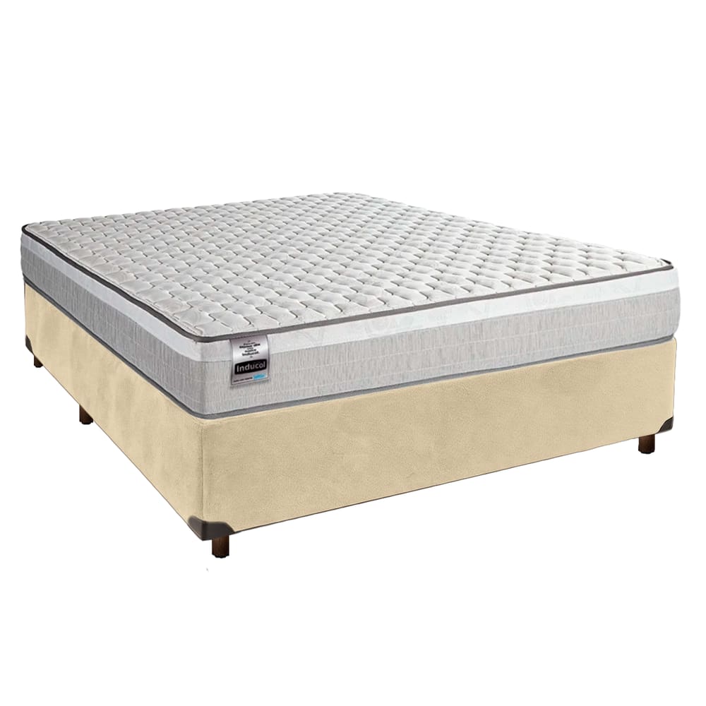 Cama Box Perola Casal + Colchão Molas Ensacadas Hanover Inducol