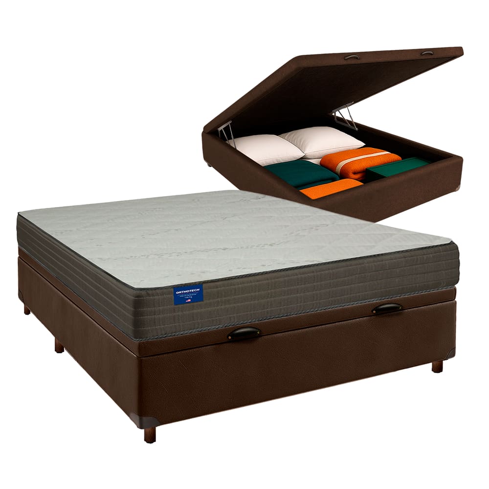 Colchão Casal D33 + Bau Marrom - Orthotech Inducol