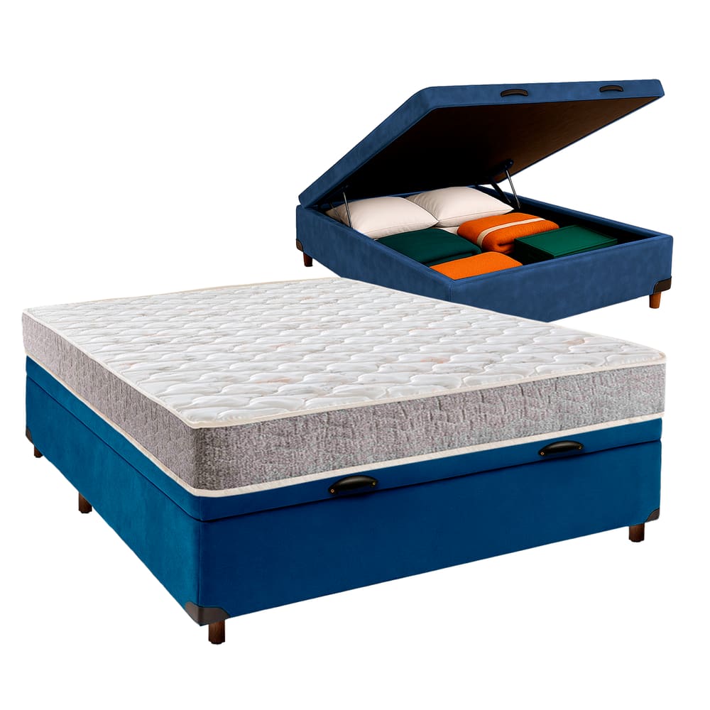 Colchão Casal D33 + Bau Azul - D33 Inducol