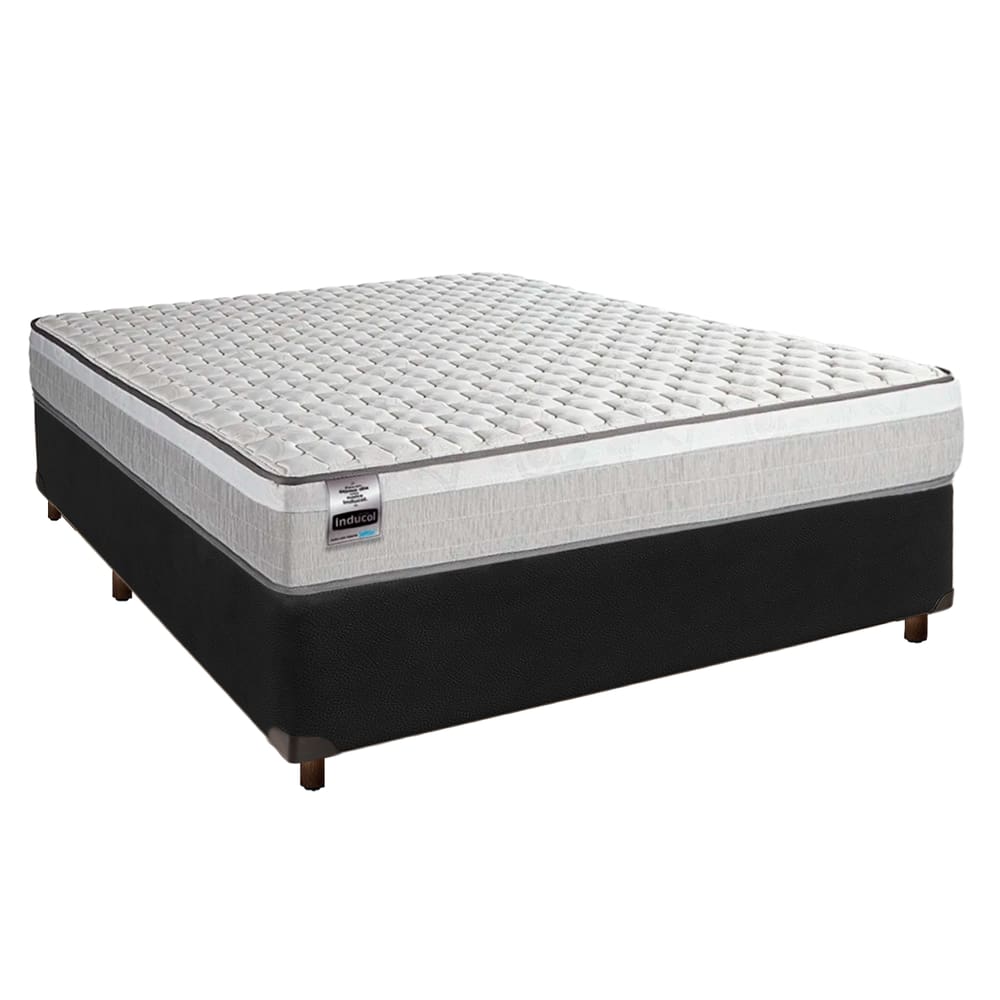 Cama Box Preto Casal + Colchão Molas Ensacadas Hanover Inducol