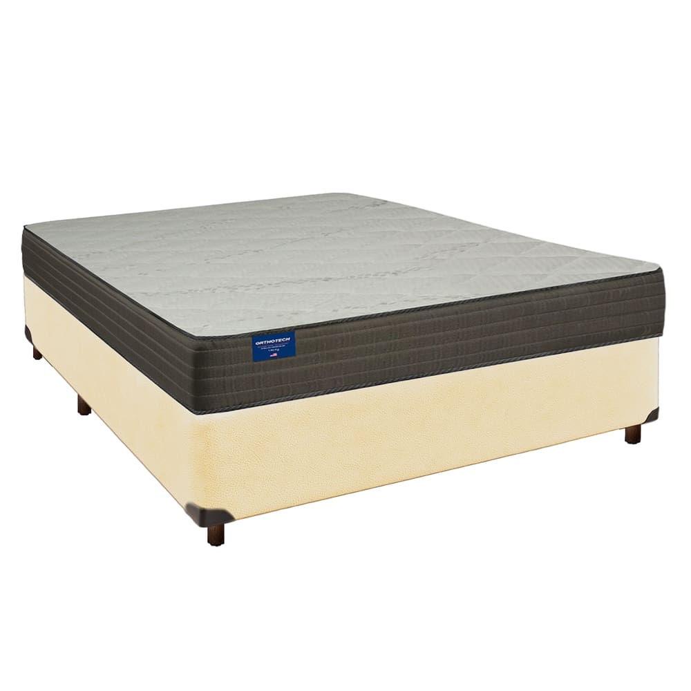 Cama Box Bege Casal + Colchão D33 Orthotech Inducol