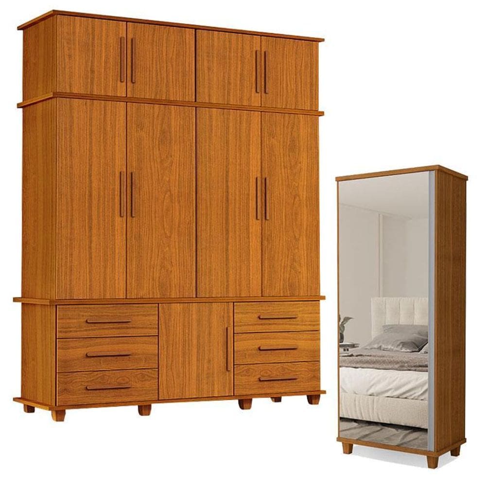 Guarda Roupa Casal 4 portas e Armário Multiuso Londres Freijó – Luapa Móveis