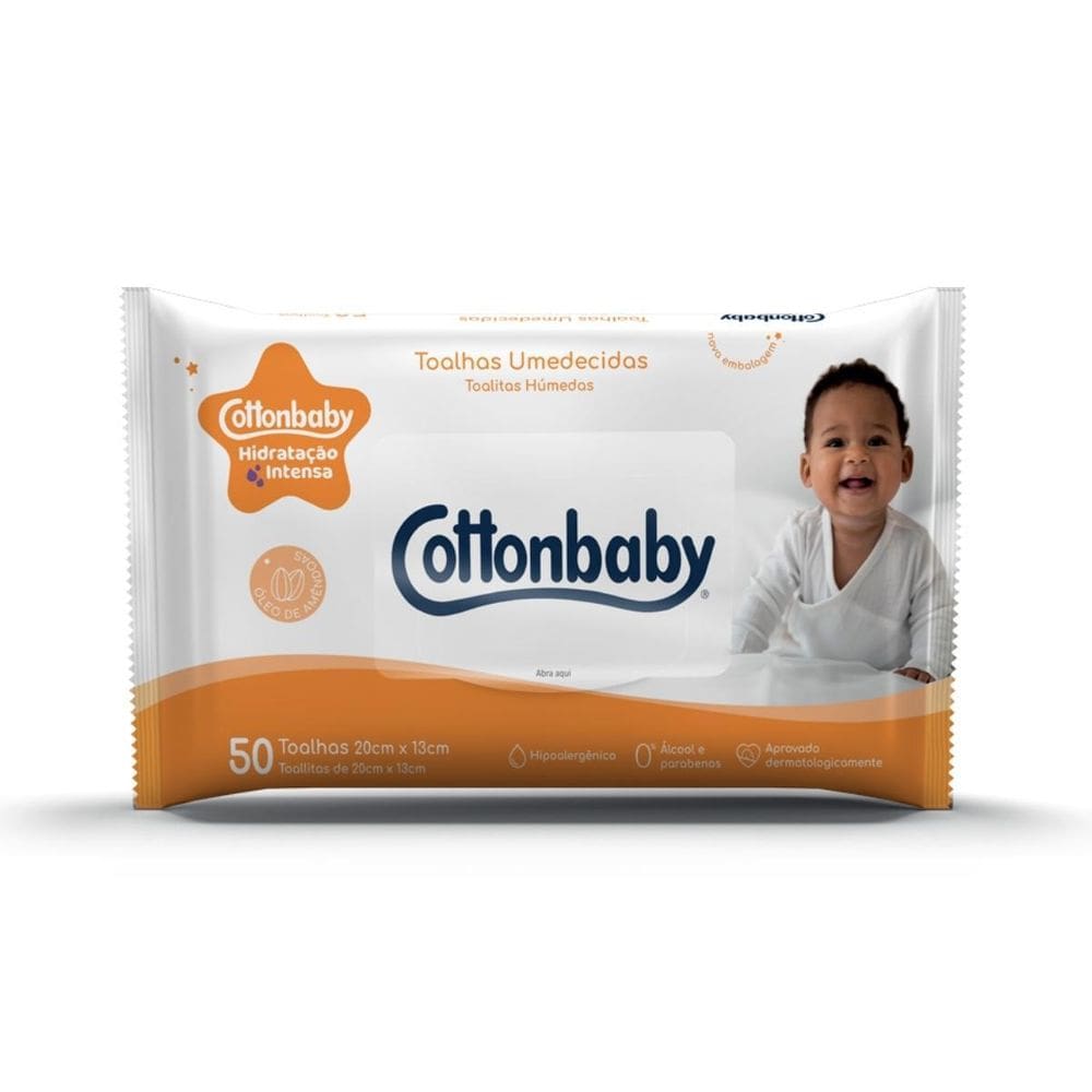 Lenço Umedecido Hidratação Intensa 50Un Cottonbaby