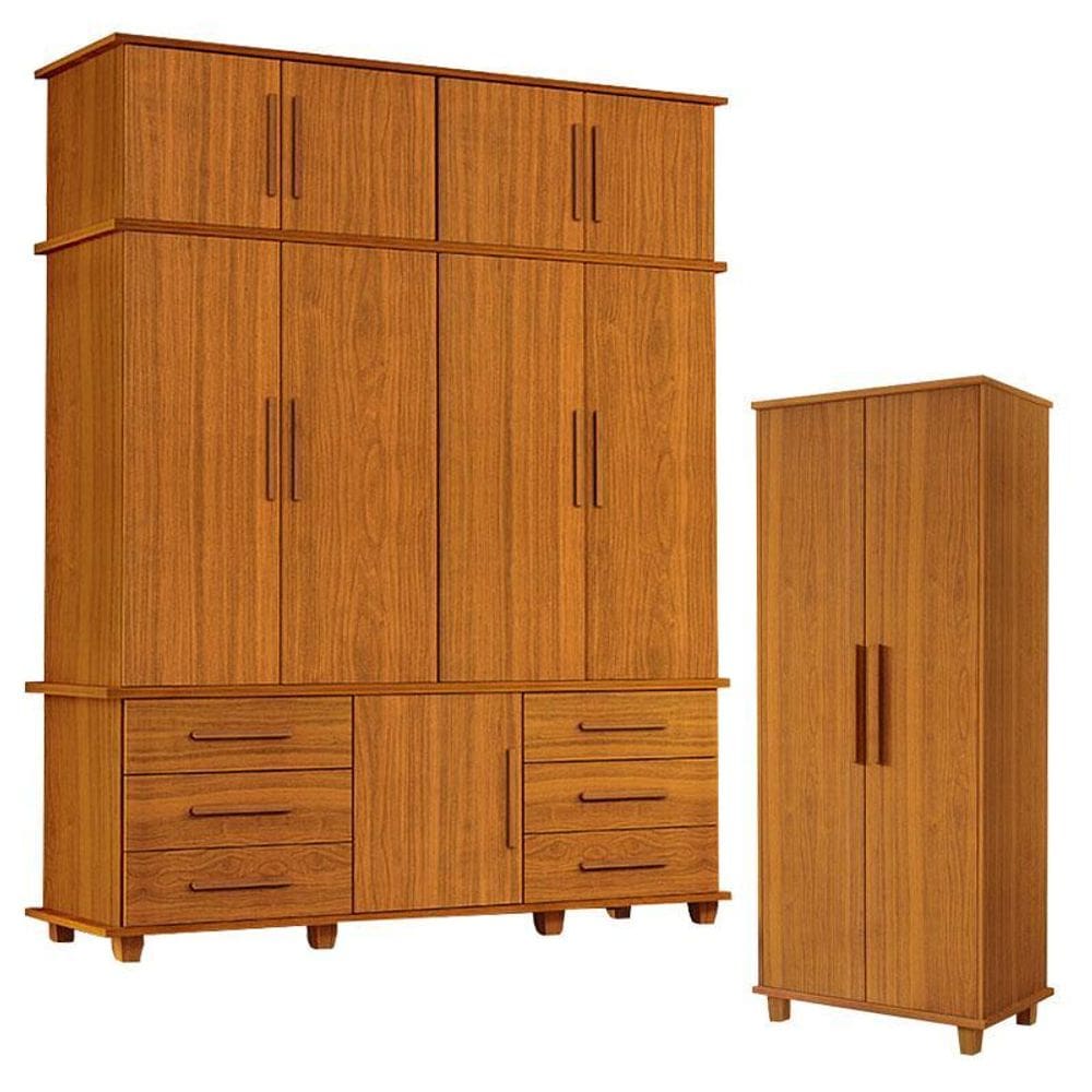 Guarda Roupa Casal Londres 4 portas e Armário Multiuso Berlim Freijó – Luapa Móveis