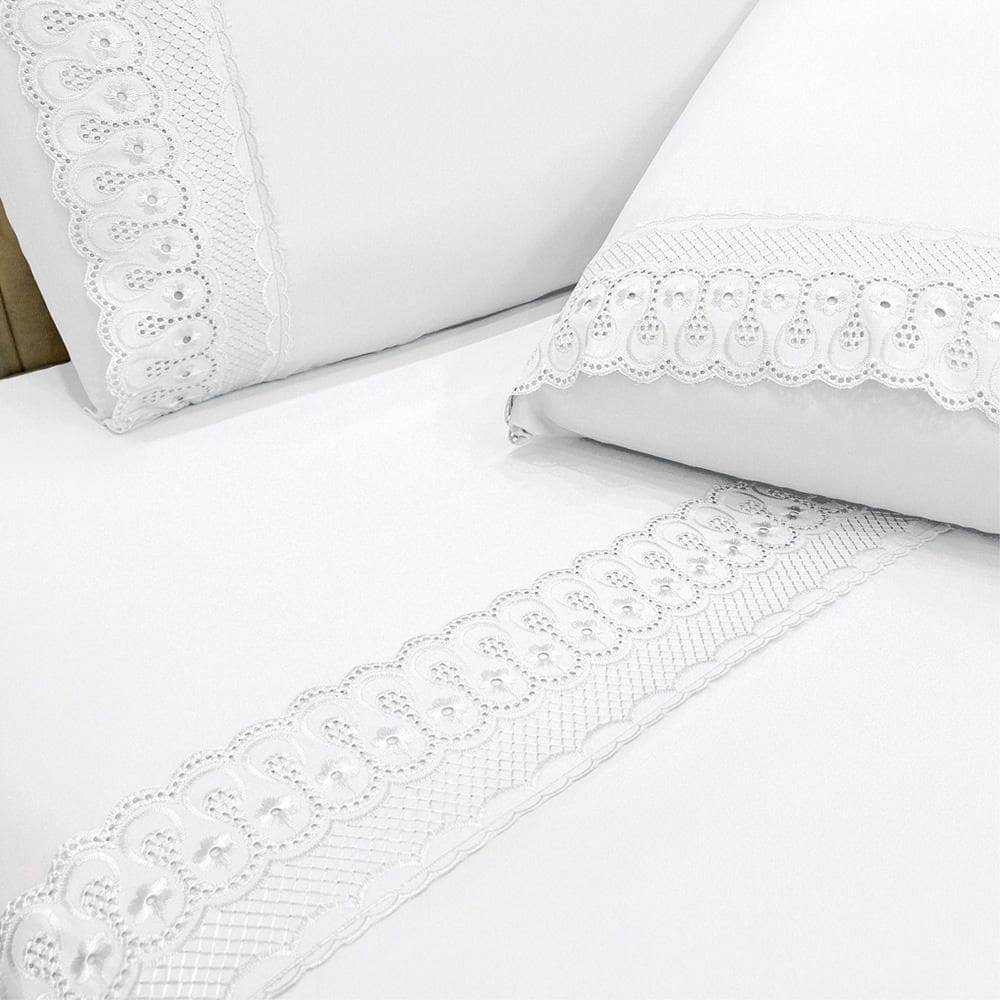Jogo De Cama Lençol Queen D Mais 4 Peças - Branco