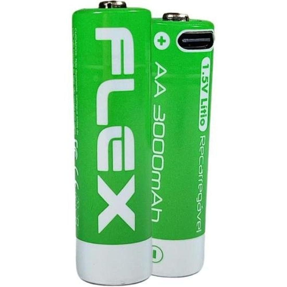 Pilha Recarregável Aa 1.5v 3000mah C/4 Pilhas Flex