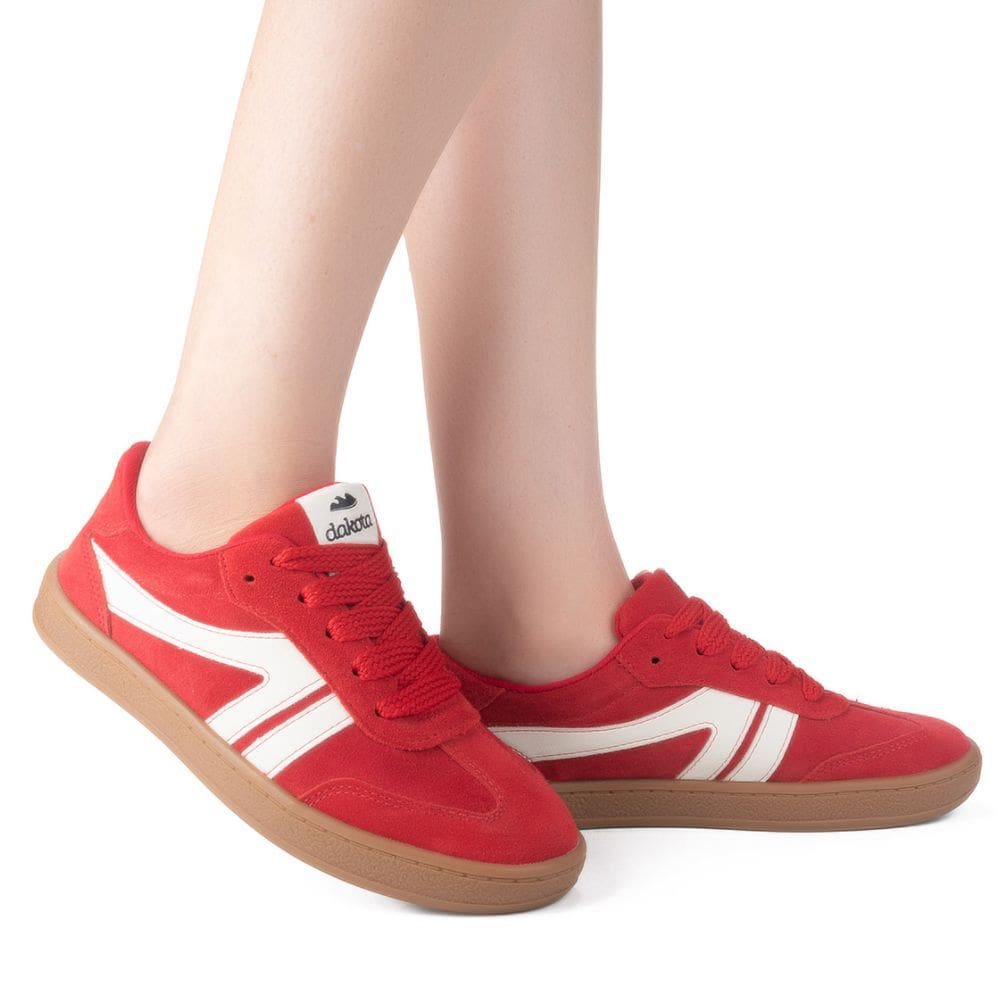 tenis feminino dakota urbano em couro vermelho