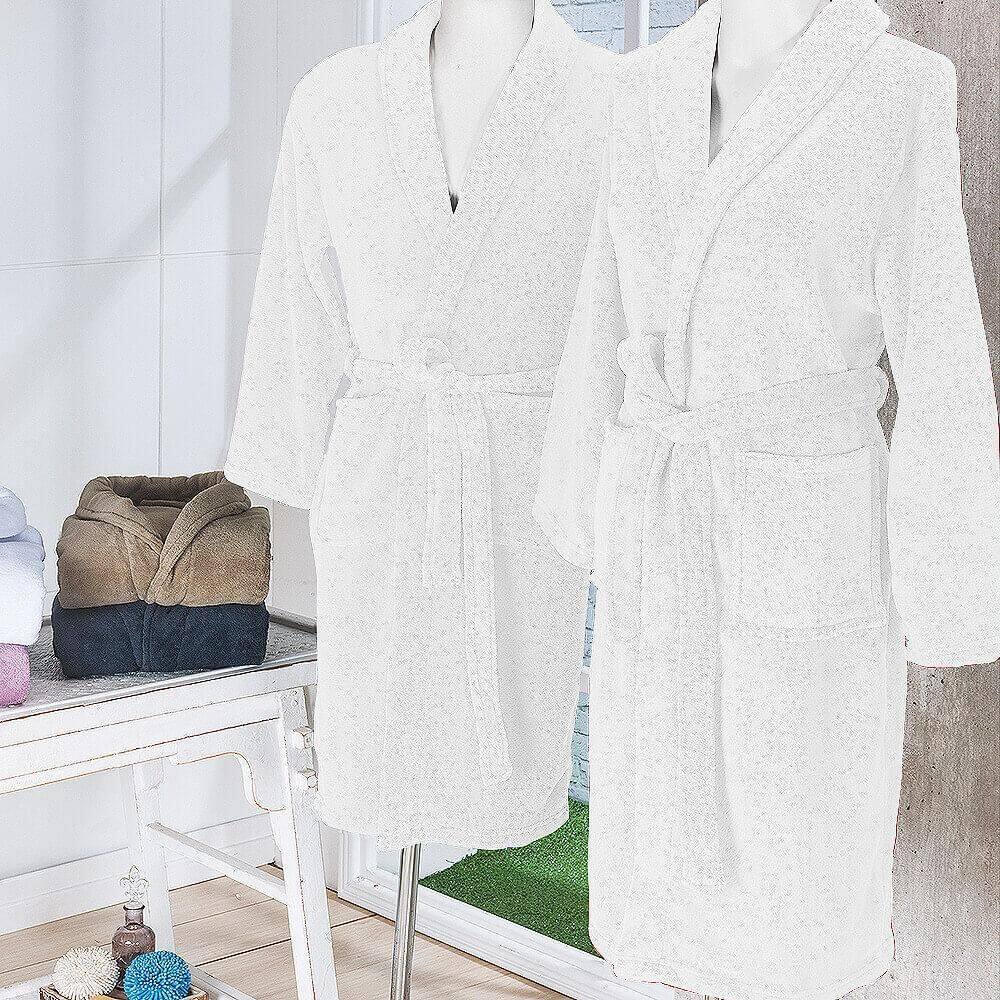 Roupão De Microfibra Fleece Tamanho G - Andreza Branco
