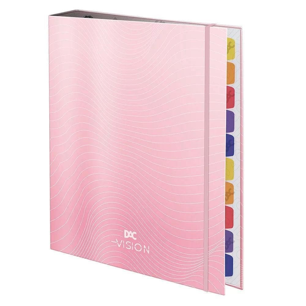 Fichário Universitário Vision Com Elástico 46Fls Rosa Dac