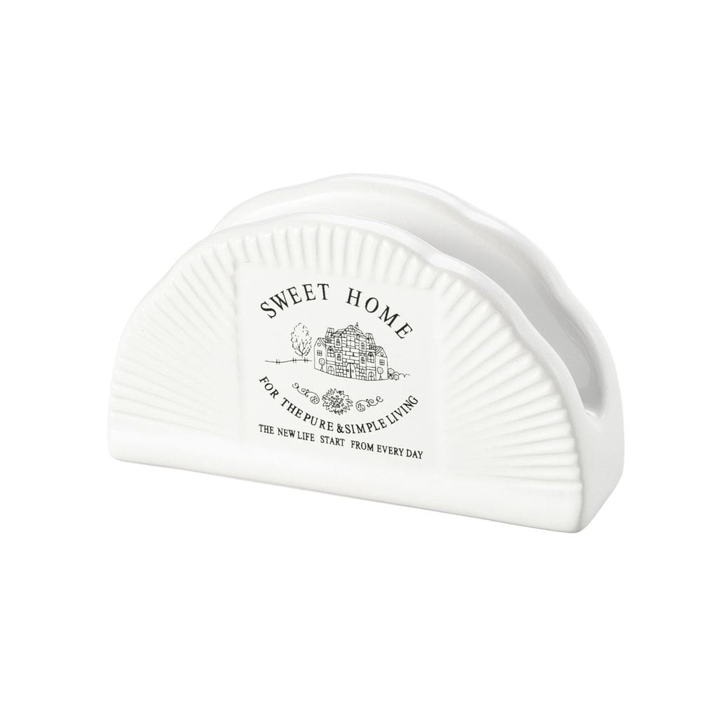 Porta Guardanapos de Cerâmica Sweet Home Lines Branco 7,5x13cm Lyor