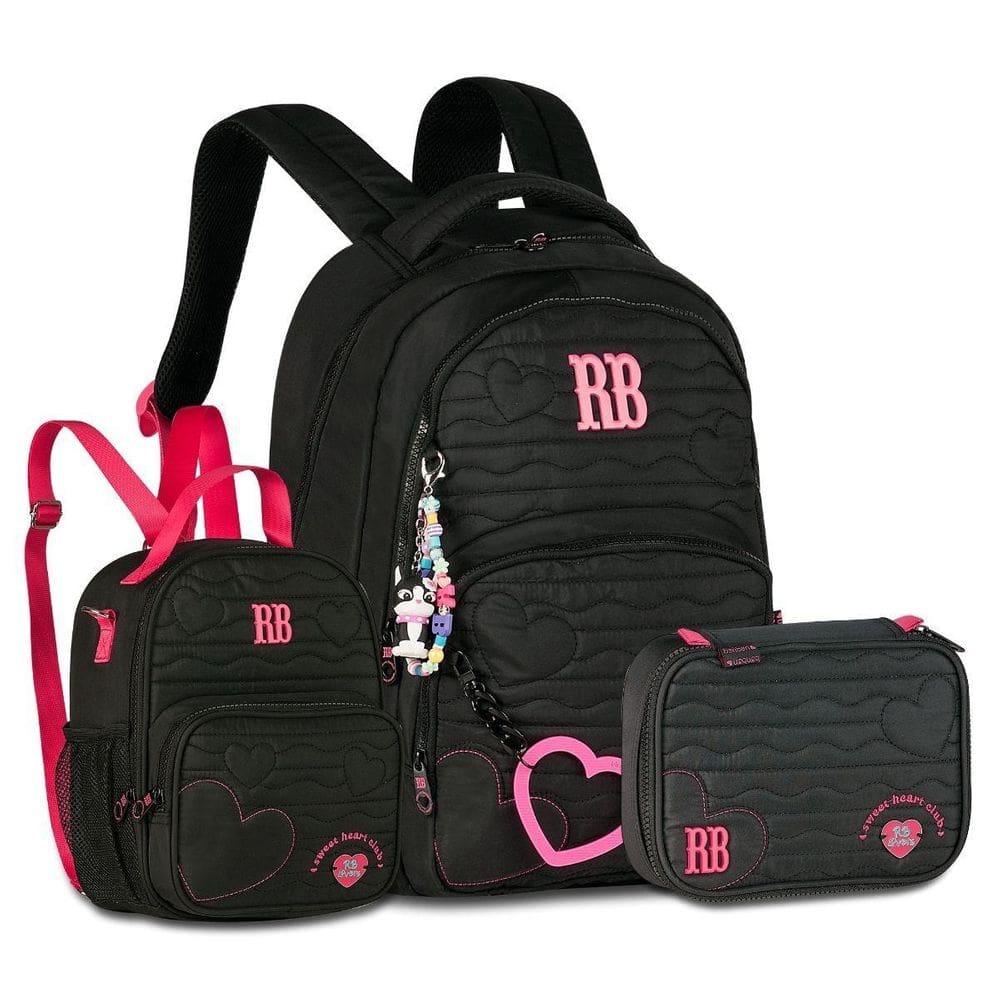 Mochila Escolar Rebeca Bonbon Kit Com Lancheira E Estojo Box
