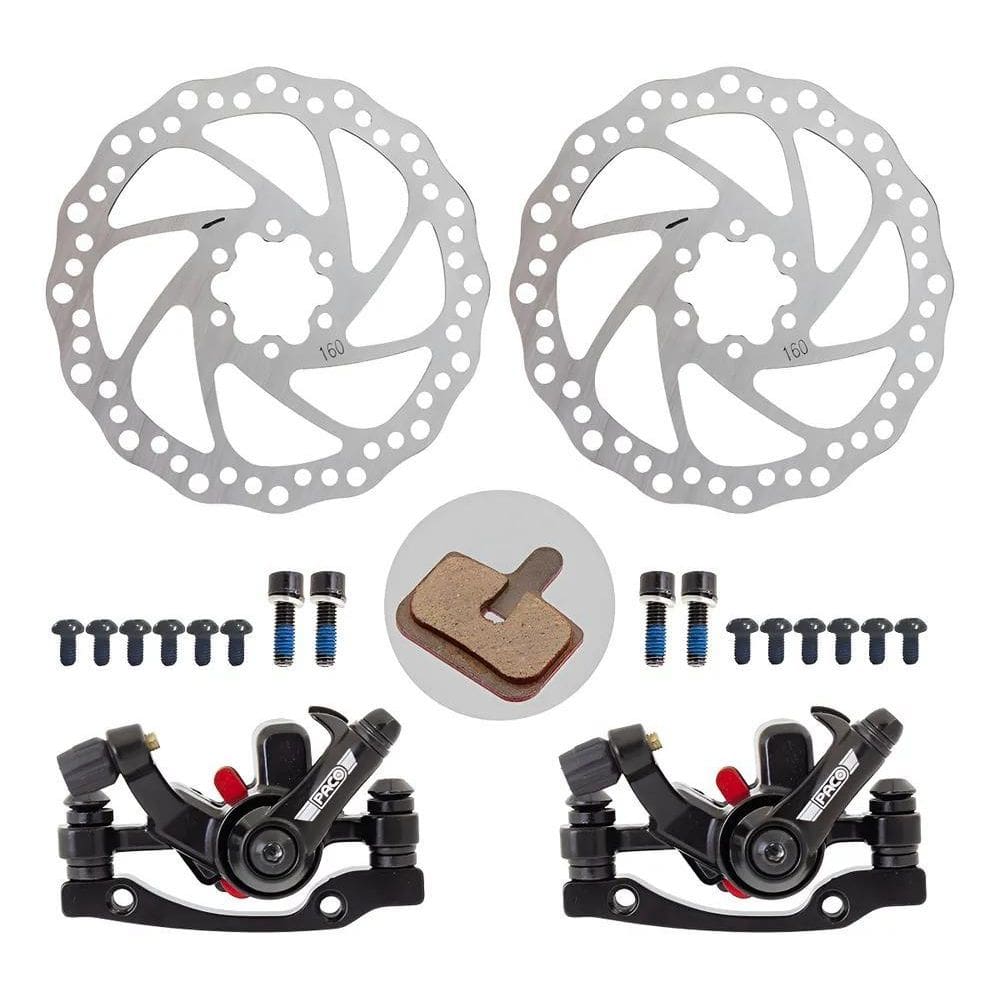 Kit Freio A Disco 160Mm Mecânico Pinça/Disco/Adaptador Bike