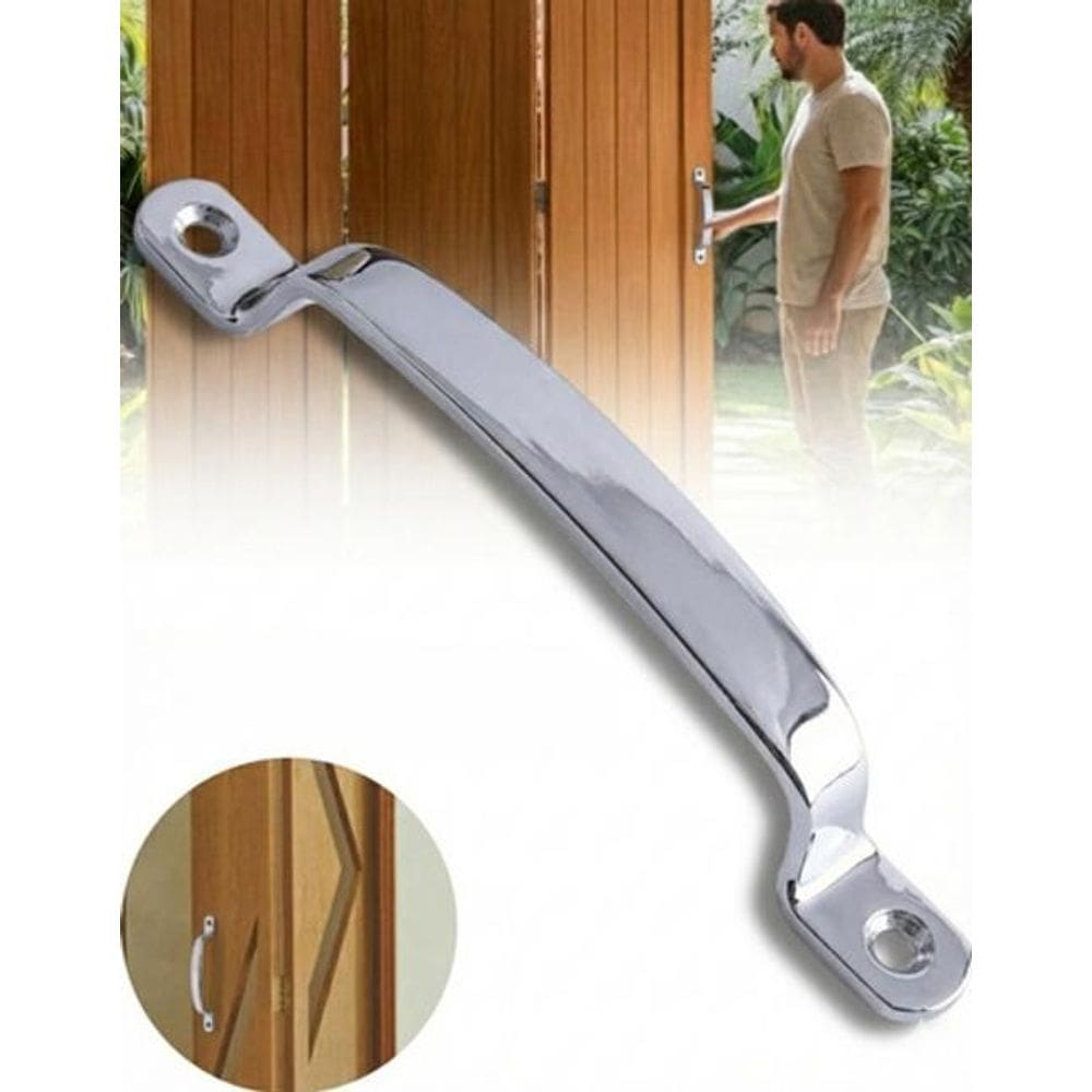 Puxador Porta Camarão Prateado Alumínio Madeira Parafuso