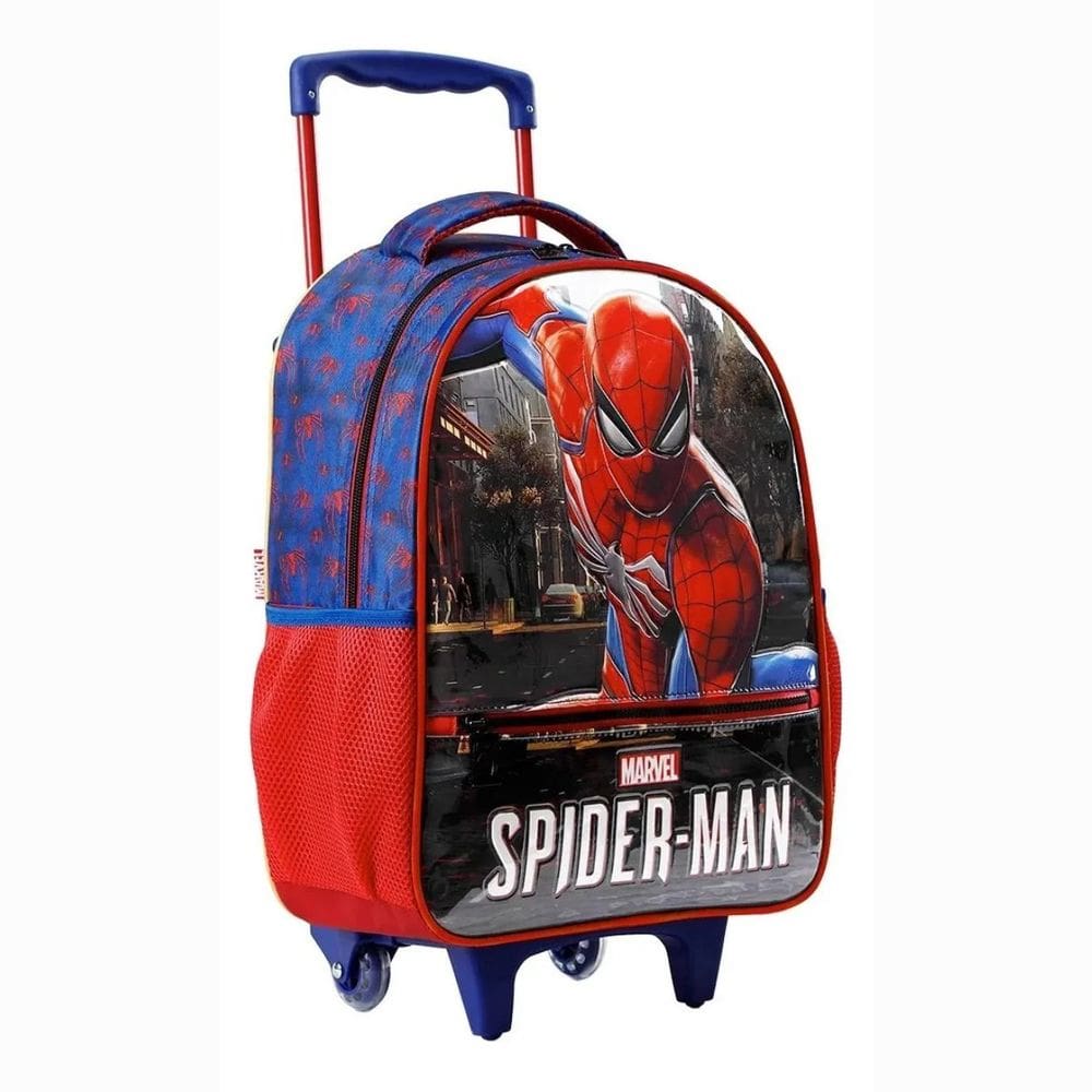 Mochila Spider Man Homem Aranha Marvel Resistente Reforçada Bolso para Garrafinhas 14` - Spider M - Xeryus