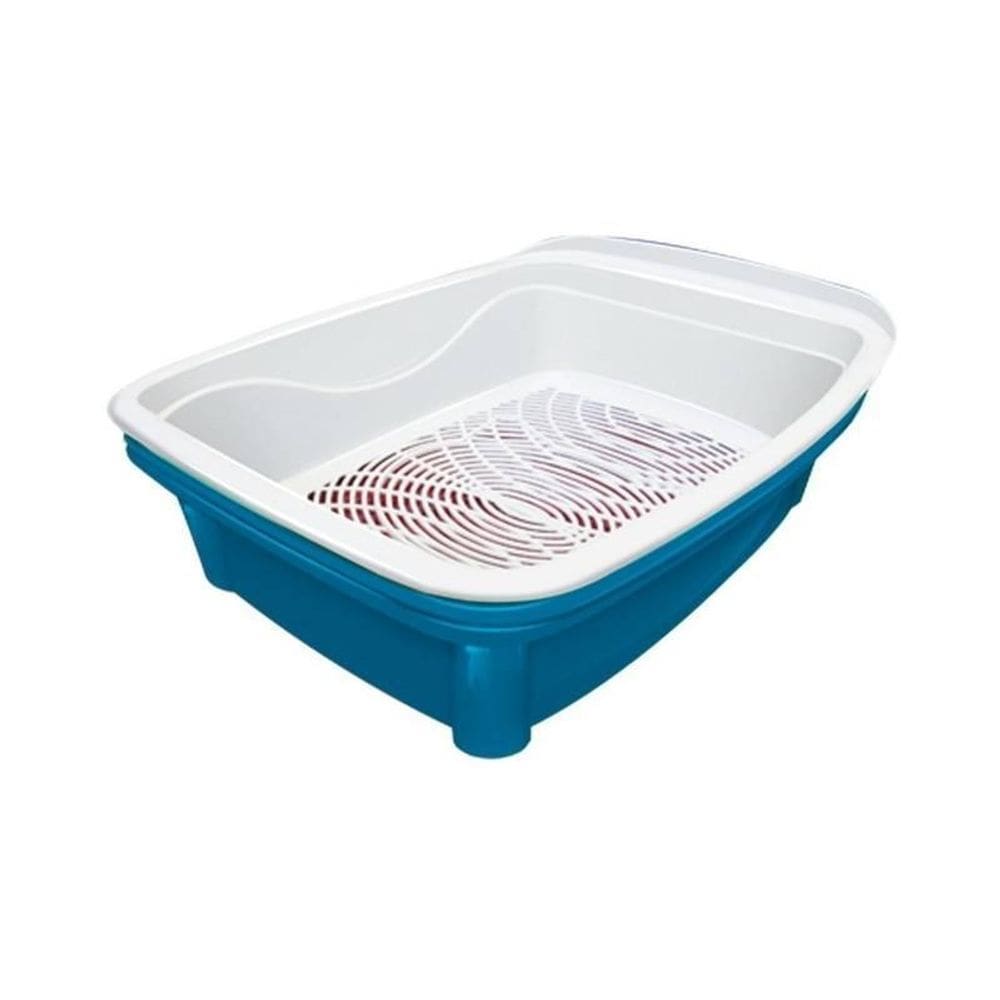 Banheira Azul Caixa De Areia Higiênica Gatos Com 3 Peças