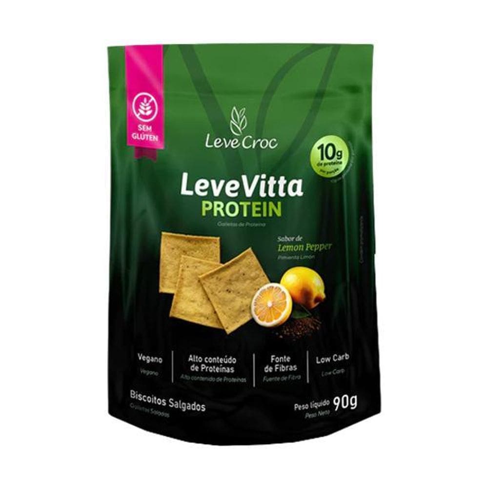 Biscoito Leve Vitta Protein Sabor Lemon Pepper Leve Croc 90G