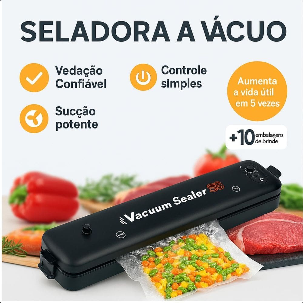 Máquina Seladora De Alimentos Portátil Bivolt