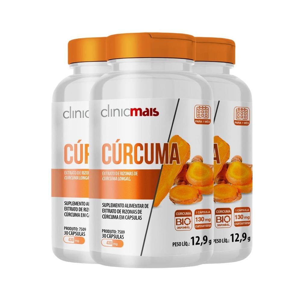 Kit 3 Cúrcuma Clinicmais 30 Cápsulas