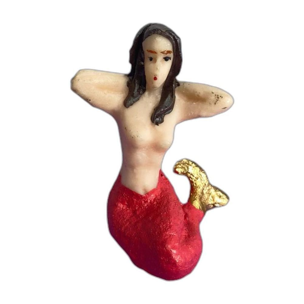 Sereia 7Cm Resina Cor Coral